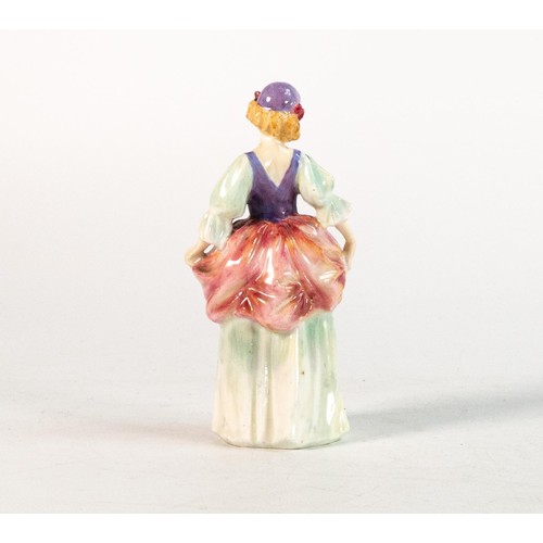 260 - Royal Doulton early miniature figure Denise M34, in green & pink colourway, h.11cm.