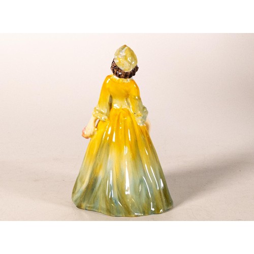 280 - Royal Doulton early miniature figure Rosamund M32, in yellow colourway, h.11cm.