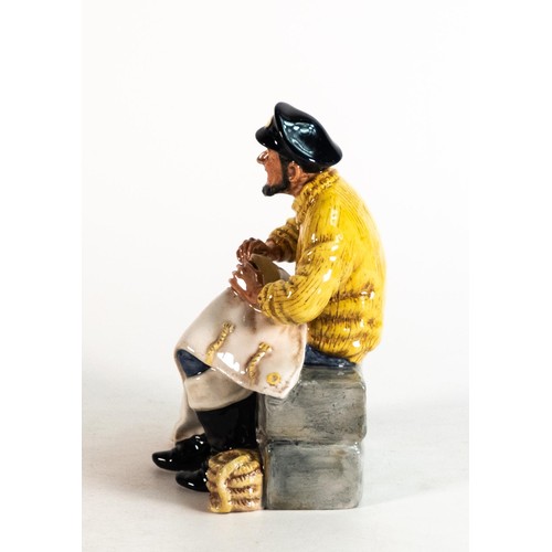 296 - Royal Doulton prototype character figure of seated fisherman mending nets, C1980s, impressed model n... 