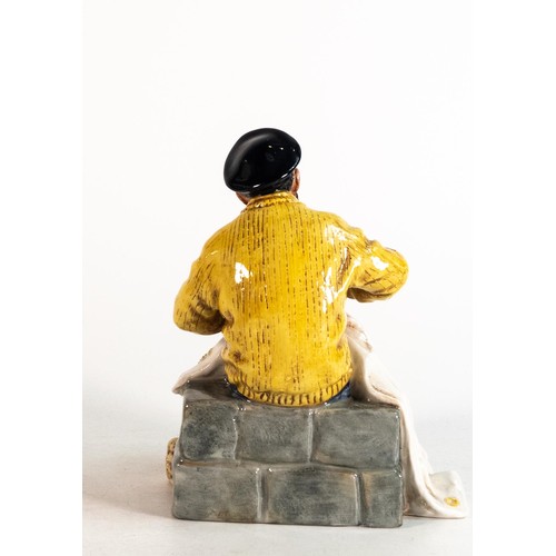 296 - Royal Doulton prototype character figure of seated fisherman mending nets, C1980s, impressed model n... 