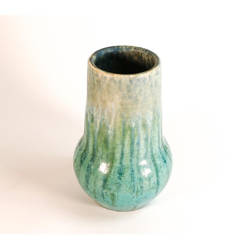 837 - Ruskin large crystalline drip glazed vase, in greens & blues, height 23cm