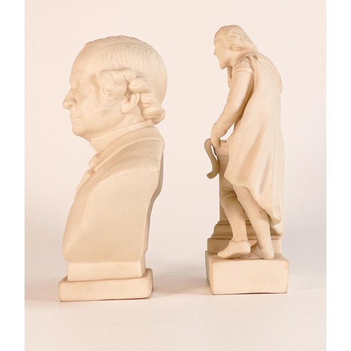 844 - W.H. Goss Parian figure of a William Shakespeare, h. 18.5cm together with a bust of Granville. (2)