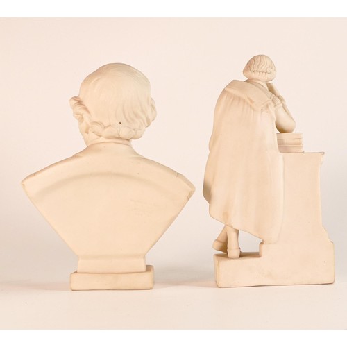 844 - W.H. Goss Parian figure of a William Shakespeare, h. 18.5cm together with a bust of Granville. (2)