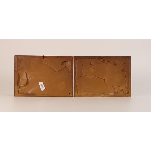 845 - Pair of continental 19th century rectangular porcelain plaques, both with romantic musical scenes. 1... 