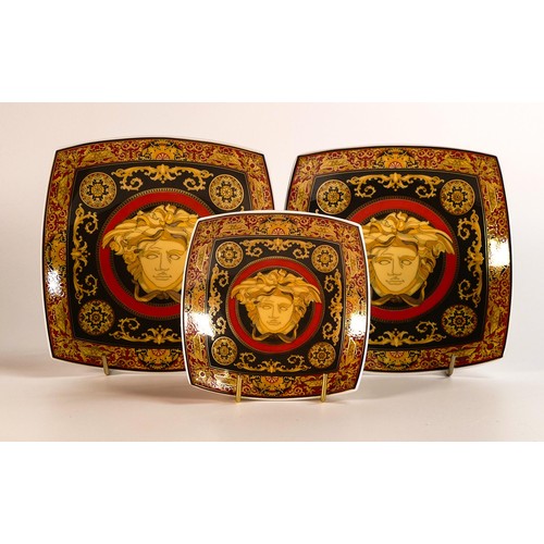 860 - Two Rosenthal Versace Medusa bon bon dishes together with a matching smaller dish, diameter of large... 