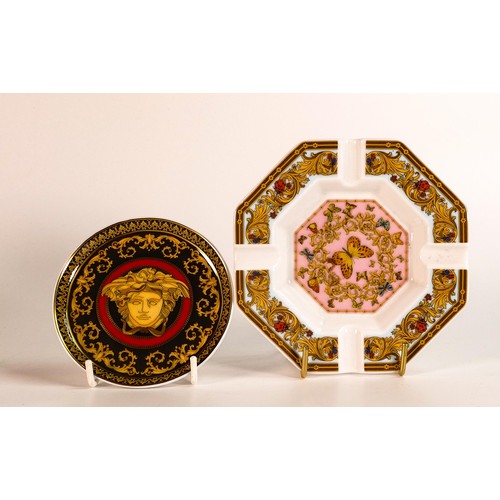 861 - Boxed Rosenthal Versace Medusa pin dish together with Versace Le Jardin ash tray (2)