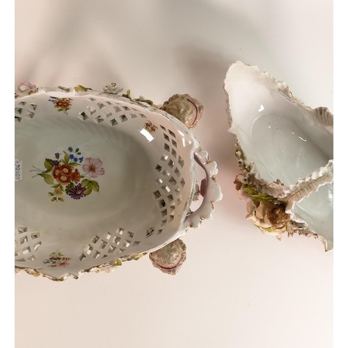 870 - Two late 19th century Schierholz Porcelain baskets. One with reticulated Rococo basket with floral s... 