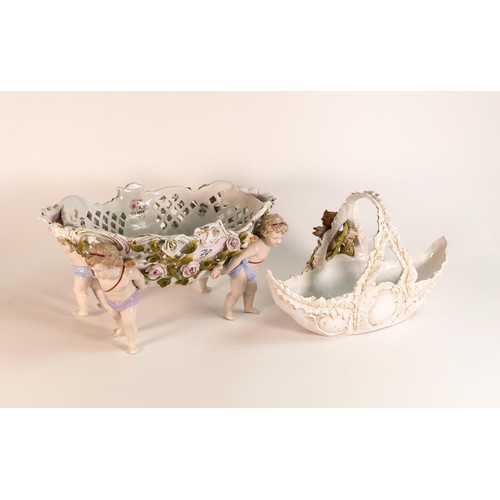 870 - Two late 19th century Schierholz Porcelain baskets. One with reticulated Rococo basket with floral s... 