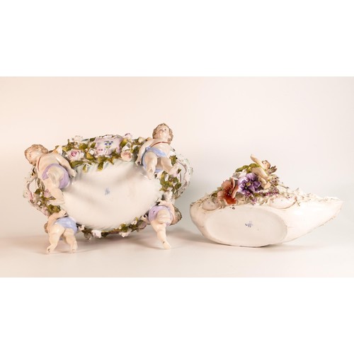 870 - Two late 19th century Schierholz Porcelain baskets. One with reticulated Rococo basket with floral s... 