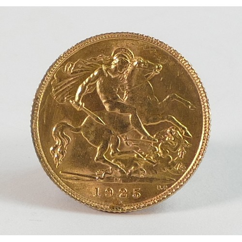 2050 - HALF sovereign 22ct gold UK coin, 1925 with SA mint mark for South Africa, weight 4g appx.  High gra... 