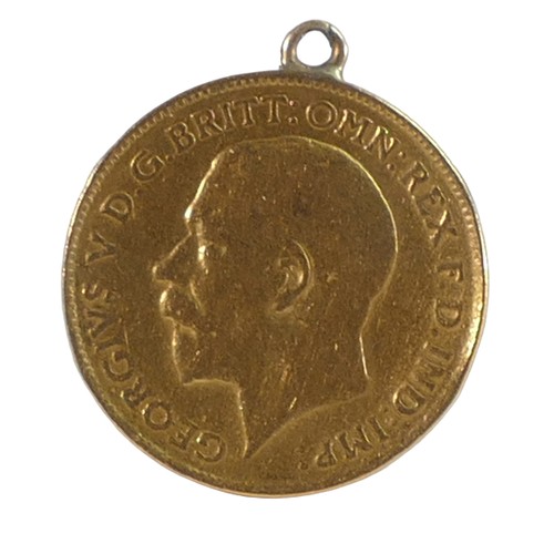 2051 - HALF sovereign 22ct gold coin 1911, with soldered ring to top for use as a pendant.  Gross weight 3.... 