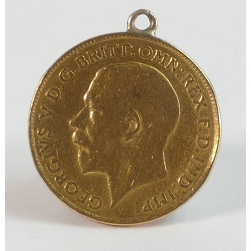 2051 - HALF sovereign 22ct gold coin 1911, with soldered ring to top for use as a pendant.  Gross weight 3.... 