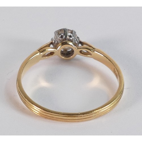 2253 - 18ct gold solitaire diamond ring, diamond approx .50ct, size Q, 2.4g.