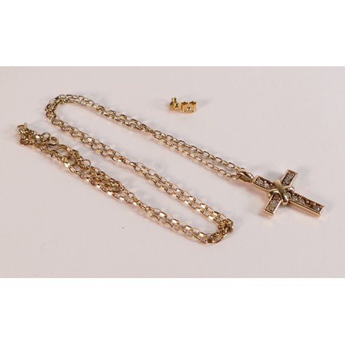 2254 - 9ct gold cross and necklace, 5.5g.