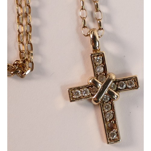 2254 - 9ct gold cross and necklace, 5.5g.