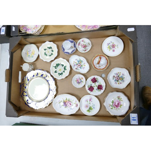 81 - A mixed collection of items to include Royal Albert & Coalport Floral pin dishes , Paragon Gilded Di... 