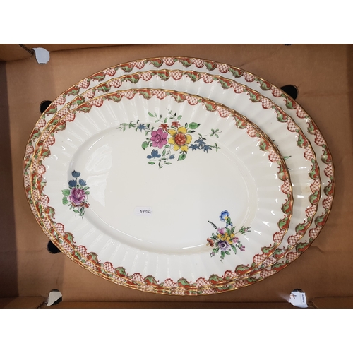 4 - Royal Worcester reproduction Caroline pattern oval platters to include 2 medium size, 1 large & 1 XL... 