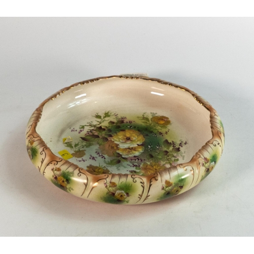 520 - S , F & Co Crown Devon yellow floral / blush ware bowl. Diameter 23cm.