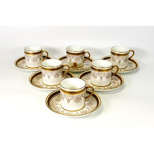 545 - Set of Six Hancock's China Gilded Coffee Cans & Saucers