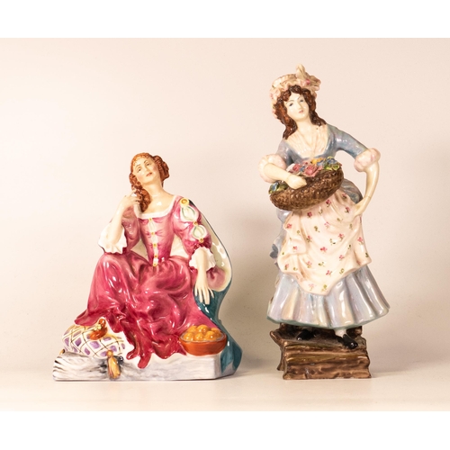 557 - Peggy Davies Ladies of the Stage Figure Nell Gwyn together with similar Alton China Figure, tallest ... 