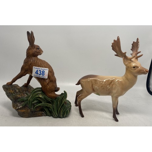 438 - Beswick Stag together with Royal Doulton Wildlife Collection figure Hare DA6(2)