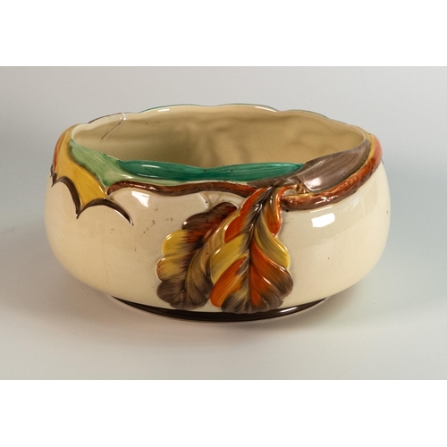 450 - Clarice Cliff Embossed Bowl decorated in Autumn Leaf Pattern diameter 23cm