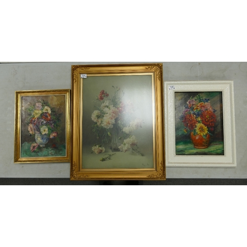 238 - Three Floral Still Life Paintings to include one watercolour signed Margaret Bice and two other Pale... 