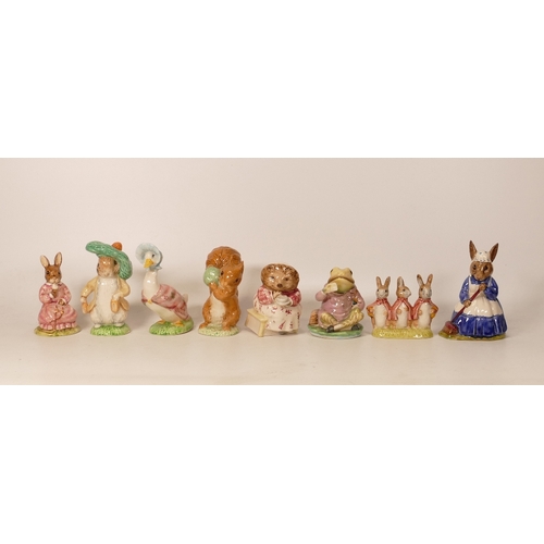 283 - Royal Albert Beatrix Potter figures Flopsy, Mopsy & Cottontail, Mrs Tiggywinkle Takes Tea, Benjamin ... 