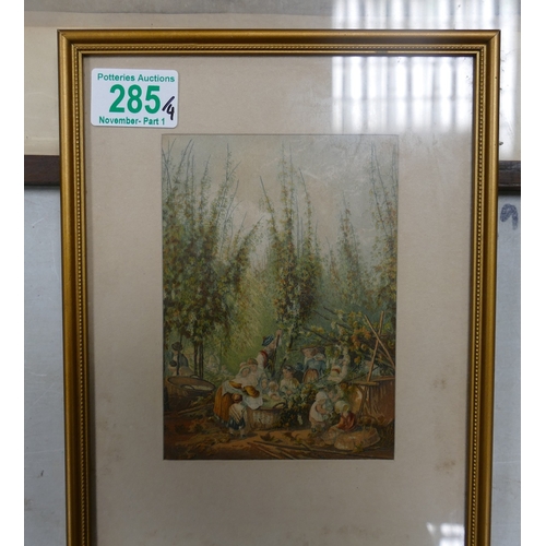 285 - Four Framed and Glazed Artworks; to include a Le Blond Print 'Hop Garden with Pickers (Kent)', Trent... 