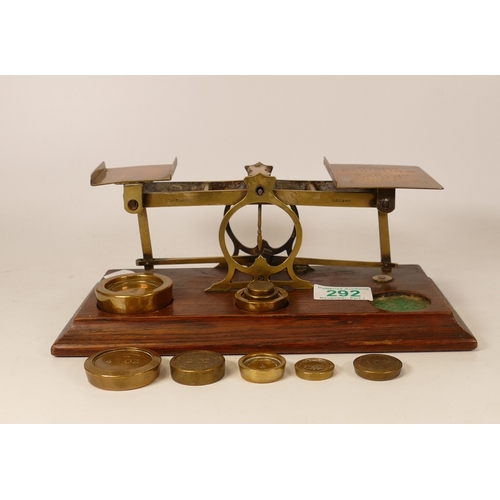 292 - Early Brass Set of Postage Scales with weights (Mordan & Co)