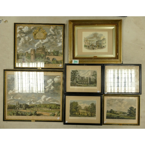 294 - A collection of framed Local Interest Prints including High Street Stoke, Trentham, Caverswall Castl... 