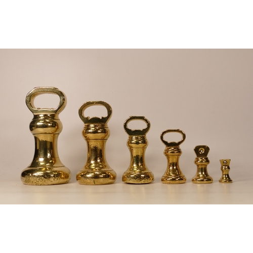 311 - Avery Set of Brass Weights , largest 7lb(6)