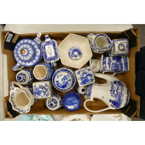 321 - A collection of Wade Ringtons Tea theme blue & white items including, tea caddy's ginger jars, coffe... 