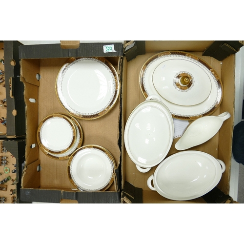 323 - Royal Doulton Verona Patterned Dinner ware to include 2 oval tureens, 5 x dinner plates, 3 x salad p... 