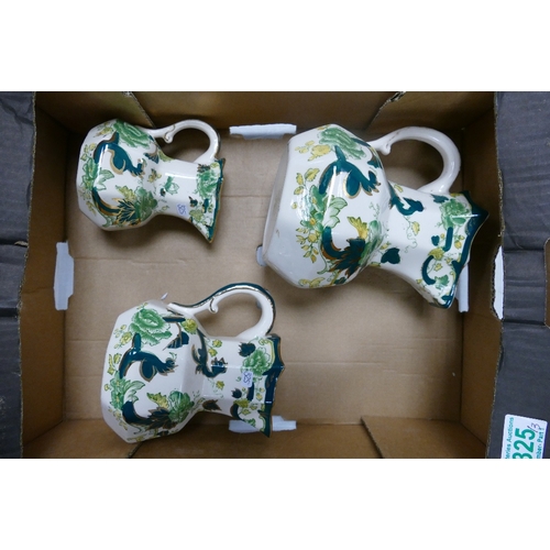 325 - Masons Chartreuse patterned Graduated jugs, tallest 16cm(3)