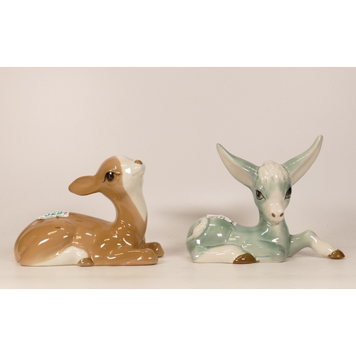 329 - Two Szeiler Pottery Animal Figures of a Fawn and a Donkey Foal (2)