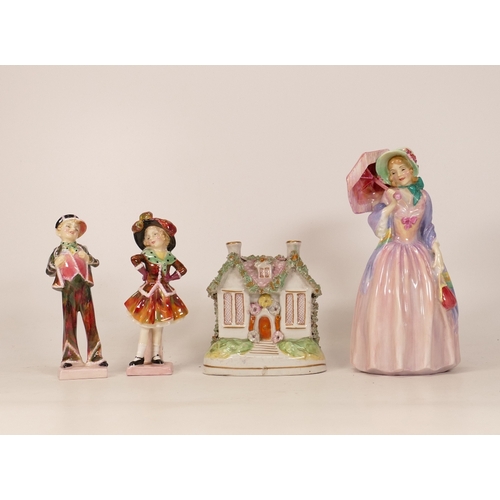 333 - Four Ceramic Figures to include three Royal Doulton Figures, Miss Demure HN1402, Pearly Boy HN2095 a... 