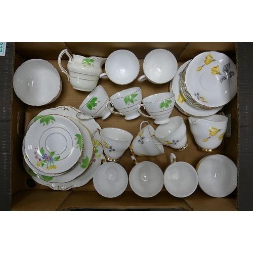 337 - Two China Teasets to include an 18-piece handpainted Collingswood set and a 17-piece Windsor set (mi... 