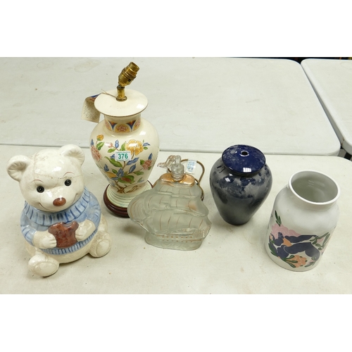 376 - A collection of Wade Items removed from Wade Archives to include Glass Ship decanter, damaged teddy ... 