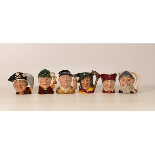 383 - Royal Doulton Miniature Character Jugs to include Long John Silver D6512, Don Quixote D6511, The Car... 