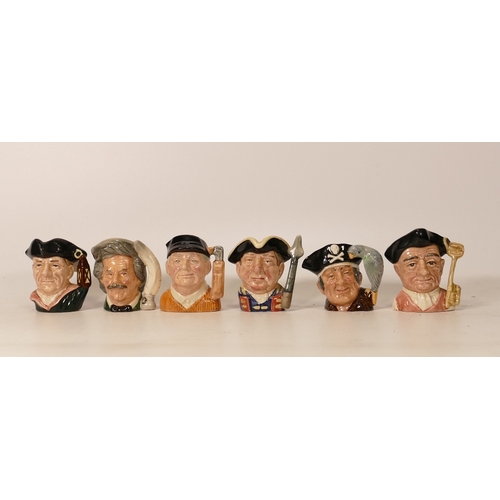 385 - Royal Doulton Miniature Character Jugs to include Night Watchman D6583, Mark Twain D6758, Golfer D67... 