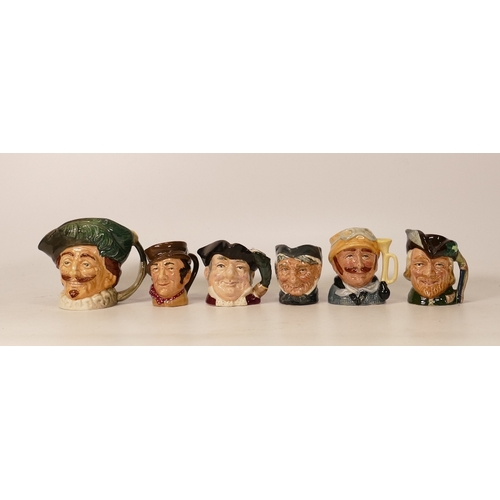 386 - Royal Doulton Miniature Character Jugs to include Robin Hood D6541, Veteran Motorist D6641, Granny D... 