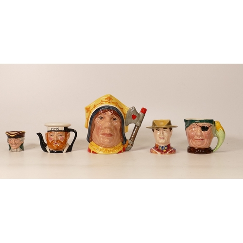 387 - A mixed collection of character jugs to include Royal Doulton Small Red Queen D6859, Tiny Dick Turpi... 