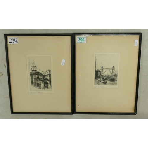 390 - CHERRY, Edward (1886-1960). Two Signed Artist Proff Prints, one untitled depicting the Horse Guard’s... 