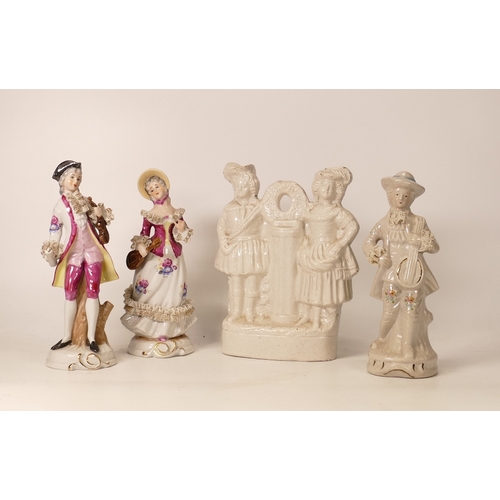 392 - A Collection of Mixed Ceramic Figures to include a Late Victorian Unpainted Staffordshire Figure and... 