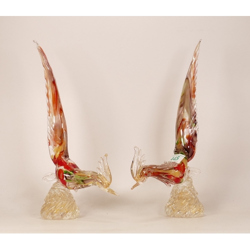 445 - A Pair of Murano Pheasant Ornaments (2)