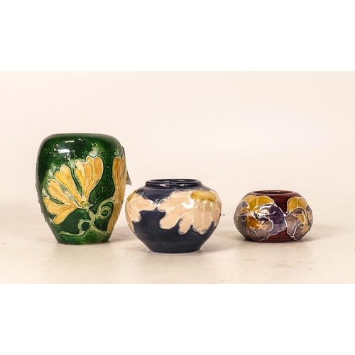 342 - Three Lise B Moorcroft small vases. signed and dated 1993 & 1992 . Height of tallest 6cm