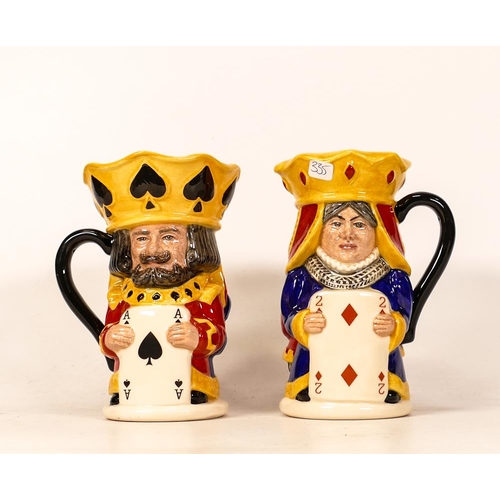 335 - Royal Doulton small character toby jugs King and Queen of Spades D7087 & King and Queen of Diamonds ... 