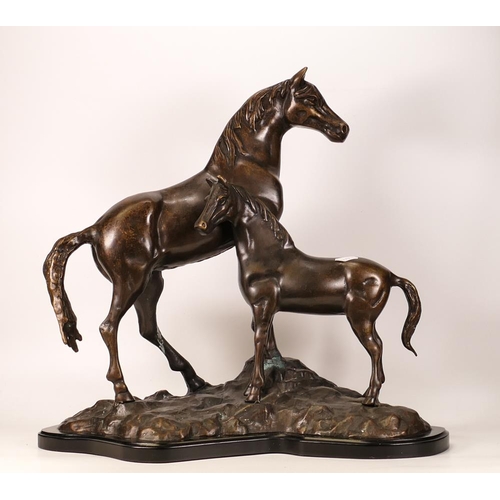 519 - Reproduction Bronze figure of Mare and Foal on base. Height 43.5cm. Collection or courier only due t... 