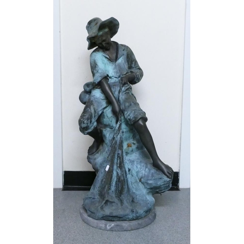 527 - Large reproduction bronze figure of a fishing boy with nets. Height 95cm. Collection or courier only... 